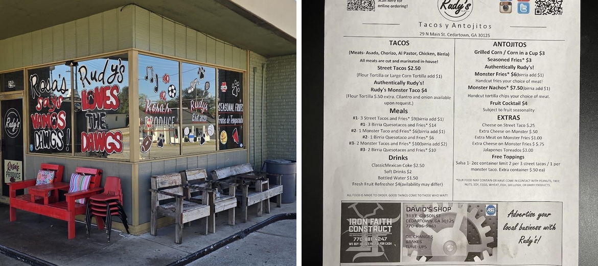 Rudy's Menu