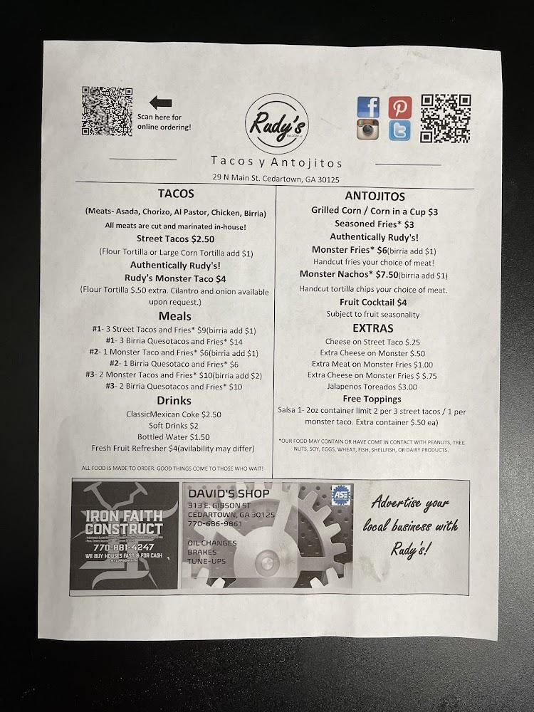 Rudy's Menu image 1
